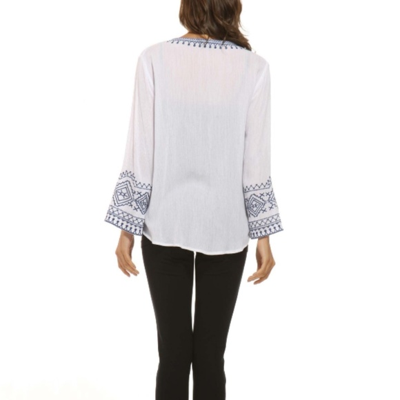 NWT Surplus V Neck Embroidered Bell Sleeve Top - Picture 2 of 2